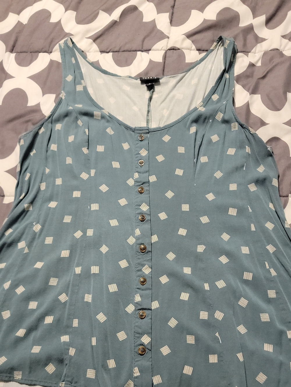 torrid Size 0 Slate Blue Printed Button-Front Peplum Top Plus Size Stretchy